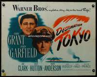 c112 DESTINATION TOKYO half-sheet movie poster '43 Cary Grant, Garfield
