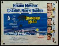 c113 DIAMOND HEAD half-sheet movie poster '62 Charlton Heston, Hawaii!
