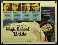 c114 DIARY OF A HIGH SCHOOL BRIDE half-sheet movie poster '59 AIP bad girl!