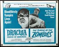 c124 DRACULA PRINCE OF DARKNESS/PLAGUE OF THE ZOMBIES half-sheet movie poster '66