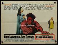 c132 ELMER GANTRY half-sheet movie poster '60 Burt Lancaster, Jean Simmons
