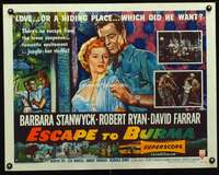 c138 ESCAPE TO BURMA half-sheet movie poster '55 Robert Ryan, Stanwyck