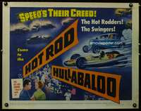c206 HOT ROD HULLABALOO half-sheet movie poster '66 speed's their creed!