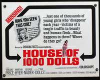 c208 HOUSE OF 1000 DOLLS half-sheet movie poster '67 traffic in flesh!