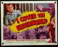 c214 I COVER THE UNDERWORLD half-sheet movie poster '55 smoking bad girl!