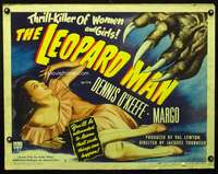 c258 LEOPARD MAN style B half-sheet movie poster '43 Tourneur, Val Lewton