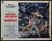c287 MOONRAKER half-sheet movie poster '79 Roger Moore as James Bond!