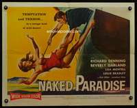 c295 NAKED PARADISE half-sheet movie poster '57 Beverly Garland hooked!