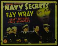 c296 NAVY SECRETS half-sheet movie poster '39 Fay Wray, Grant Withers