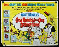 c312 ONE HUNDRED & ONE DALMATIANS half-sheet movie poster '61 Disney