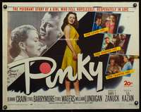 c324 PINKY half-sheet movie poster '49 forbidden interracial love!
