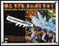c328 POSEIDON ADVENTURE half-sheet movie poster '72 Hackman, Kunstler art!