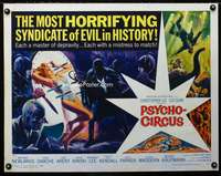c333 PSYCHO-CIRCUS half-sheet movie poster '67 Christopher Lee, horror!