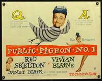 c334 PUBLIC PIGEON NO 1 half-sheet movie poster '56 Red Skelton, Blaine