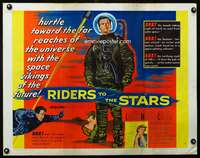 c345 RIDERS TO THE STARS style B half-sheet movie poster '54 Lundigan
