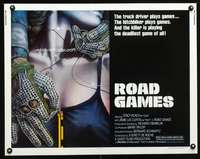 c349 ROAD GAMES half-sheet movie poster '81 cool sexy horror image!