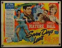 c368 SEVEN DAYS' LEAVE half-sheet movie poster '42 Lucille Ball, Mature