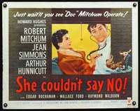 c371 SHE COULDN'T SAY NO half-sheet movie poster '54 Bob Mitchum, Simmons