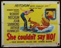 c372 SHE COULDN'T SAY NO style B half-sheet movie poster '54 Bob Mitchum