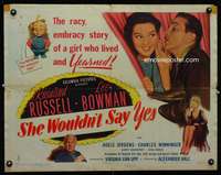c373 SHE WOULDN'T SAY YES half-sheet movie poster '45 Rosalind Russell