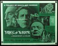 c401 TALES OF TERROR half-sheet movie poster '62 Peter Lorre, Vincent Price