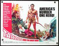 c404 TARZAN & THE GREAT RIVER half-sheet movie poster '67 Mike Henry