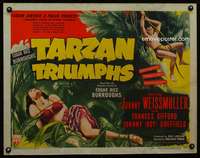 c406 TARZAN TRIUMPHS style A half-sheet movie poster '43 Johnny Weismuller