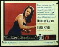 c433 TOO MUCH TOO SOON half-sheet movie poster '58 Flynn, Dorothy Malone