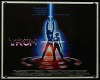 c437 TRON half-sheet movie poster '82 Walt Disney sci-fi, Jeff Bridges