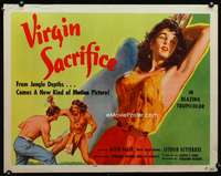 c456 VIRGIN SACRIFICE half-sheet movie poster '59 classic sexy image!