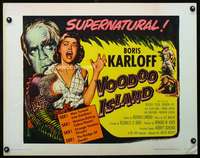 c459 VOODOO ISLAND half-sheet movie poster '57 Karloff, cobra plants!