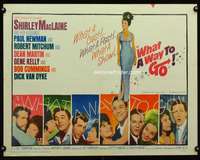 c474 WHAT A WAY TO GO half-sheet movie poster '64 Shirley MacLaine, Newman
