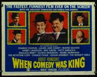 c475 WHEN COMEDY WAS KING half-sheet movie poster '60 Chaplin, Keaton