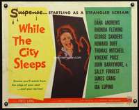 c478 WHILE THE CITY SLEEPS style A half-sheet movie poster '56 Fritz Lang