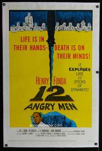 d067 12 ANGRY MEN linen one-sheet movie poster '57 Henry Fonda, Sidney Lumet