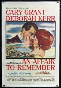 d077 AFFAIR TO REMEMBER linen one-sheet movie poster '57 Cary Grant, Kerr