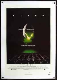 d078 ALIEN linen one-sheet movie poster '79 classic image and tagline!