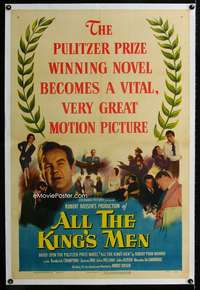 d079 ALL THE KING'S MEN linen one-sheet movie poster '50 Broderick Crawford