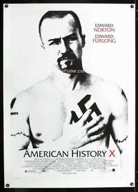 d080 AMERICAN HISTORY X linen one-sheet movie poster '98 Edward Norton