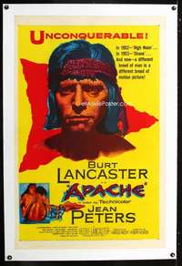 d085 APACHE linen one-sheet movie poster '54Native American Burt Lancaster