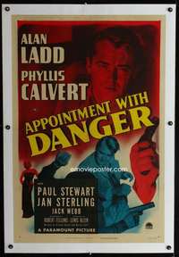 d087 APPOINTMENT WITH DANGER linen one-sheet movie poster '51 Alan Ladd