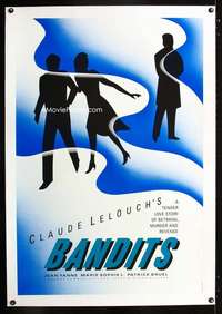 d090 ATTENTION BANDITS linen one-sheet movie poster '86 Claude Lelouch