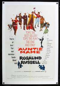 d091 AUNTIE MAME linen one-sheet movie poster '58 classic Rosalind Russell!