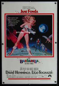 d093 BARBARELLA linen one-sheet movie poster '68 McGinnis art of Jane Fonda!