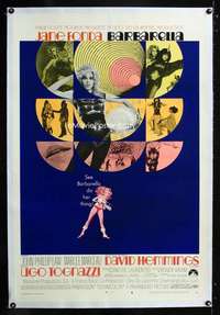 d092 BARBARELLA linen style B one-sheet movie poster '68 Jane Fonda, Vadim