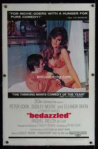 d099 BEDAZZLED linen one-sheet movie poster '68 Moore, sexy Raquel Welch!