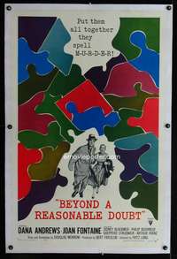 d104 BEYOND A REASONABLE DOUBT linen one-sheet movie poster '56 Fritz Lang