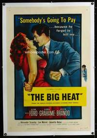 d108 BIG HEAT linen one-sheet movie poster '53 Glenn Ford, Grahame, Lang
