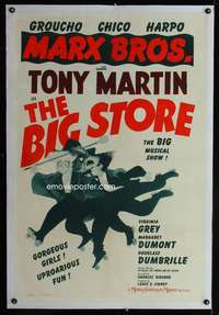 d111 BIG STORE linen one-sheet movie poster R50s Marx Bros, Hirschfeld art!
