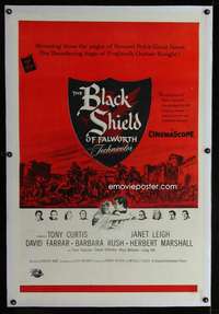 d116 BLACK SHIELD OF FALWORTH linen military one-sheet movie poster '54